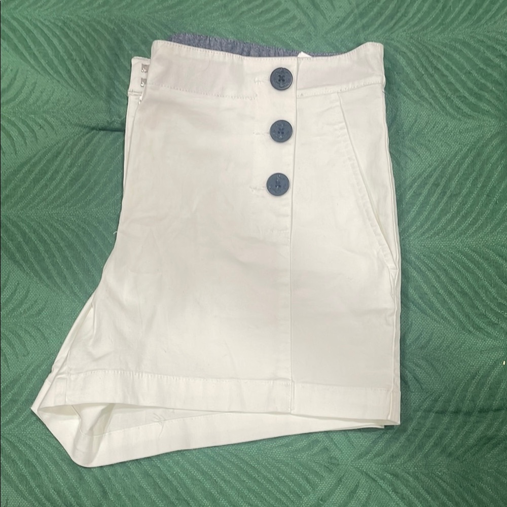 Nautica White High Waist Shorts Tailored Cotton Blend - Picture 5 of 10
